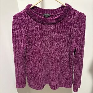 Talbots Petite Women's‎ Small Neck Chenille Sweater Purple Chunky Long Sleeve